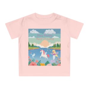 Stay Happy Keep Praying Baby T-Shirt - Colorful Unicorn & Floral Design for Toddlers