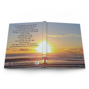 John 1:1–5 "In the beginning was the Word......" Sunset on Indian Rocks Beach, FL Hardcover Journal