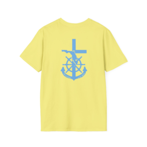 Hebrews 6:19 "My Anchor & My Helm" Short Sleeve Tee Blue Font Florida Faith