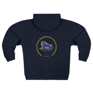 Isaiah 11:6-9 "The wolf will live with the lamb... They will neither harm nor destroy on all my holy mountain..." Christian Wolf and Lamb Zip Hoodie