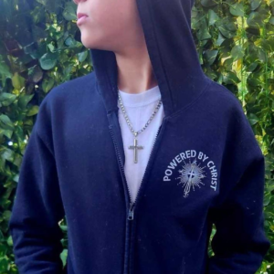 Youth Zipped Hoodie Christian Boy and Vipers Zip Hoodie — Isaiah 11:6-9 "...the young child will put its hand into the viper’s nest... They will neither harm nor destroy on all my holy mountain..." Spiritual Faith Zipper Hoodie
